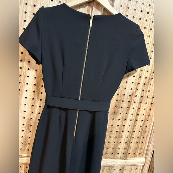 Calvin Klein Women's Short Sleeve Ruffle Skirt Little Black Dress - Picture 6 of 6